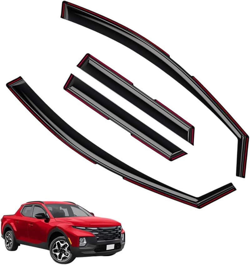 LONGKEES in-Channel Window Visors Rain Guards FIT Hyundai Santa Cruz 2022-2025 (2022-2025) – 4-Piece in-Channel Dark-Smoke Polycarbonate Vent Deflectors - Image 1